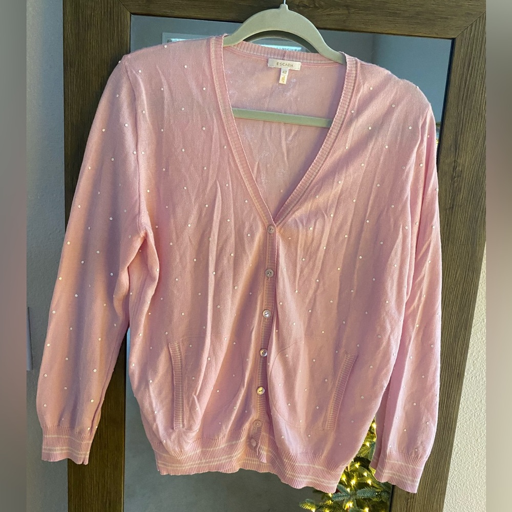 Escada Pink Women's Cardigan and sleeveless turtleneck, size 42/L - Picture 9 of 15
